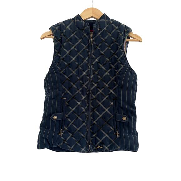 Joules Navy Blue Quilted Vest Womens Size 6 Quiet Luxury Cabin Outdoor Country - Picture 1 of 16